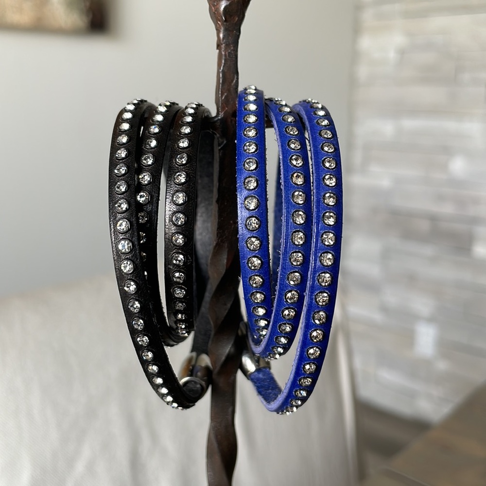 NWOT Austrian Crystal Leather Wrap Bracelets
